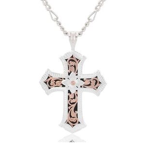 Montana Silversmith Antiqued Rose Gold Scalloped Cross Necklace